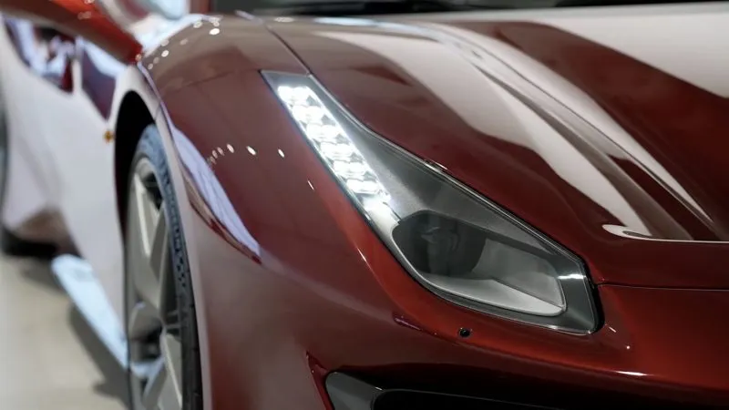 Ferrari 488 Spider Headlight and aero detail in London